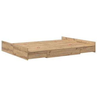 vidaXL Cama Con Almacenamiento Con Cabecera Roble Artisan 135 X 190 Cm Vidaxl