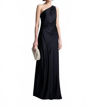 A.L.C. Aster Satin One Shoulder Gown In Black