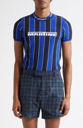 Martine Rose Tight Logo Jacquard Stripe T-Shirt in Blue at Nordstrom, Size Large