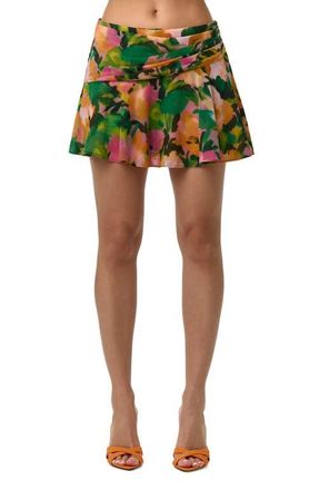 Naked Wardrobe Ruffle Chiffon Miniskirt in Secret Garden at Nordstrom, Size X-Large