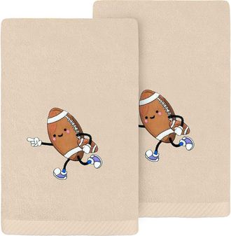 Linum Home Textiles 2-Pack Embroidered Hand Towel in Sand Football at Nordstrom Rack