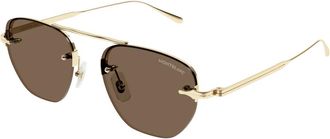 Montblanc Stijlvolle Zonnebril - Heren - Zonnebrillen - Geel - 52 MM - Accessoires