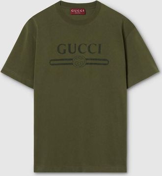 Gucci Cotton Jersey T-shirt With Print, Size XXXL, Green, Ready-to-wear