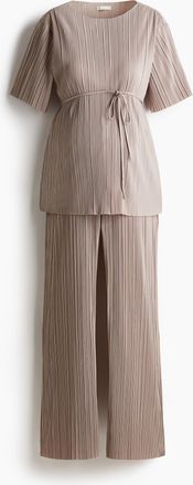 H&M MAMA Zweiteiler aus Plissee - Brown