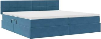 vidaXL Bed with Mattress with LED Dark Blue 200 x 200 cm Velvet vidaXL