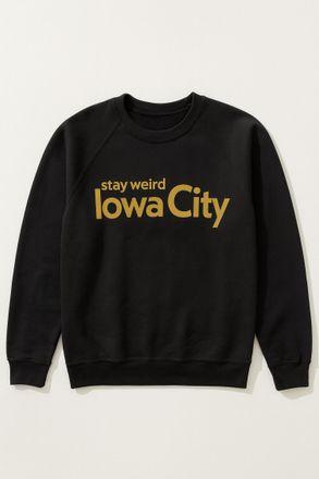 The Original Retro Brand Unisex - Stay Weird Iowa City Varsity Full Length Sweatshirt In Vintage Black