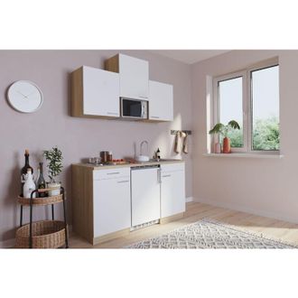 Respekta Cucina mini cucina cucina singola angolo cottura dispensa rovere bianco Luis 150 cm Respecta