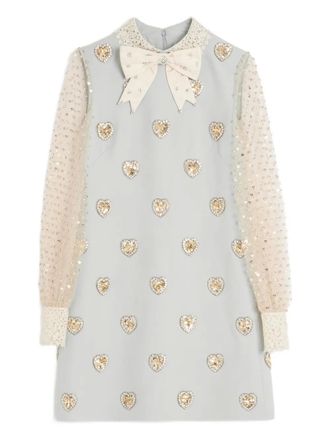 Valentino Garavani mini Crepe Couture embroidered dress - women - Wool/Silk/Silk - 42 - Blue