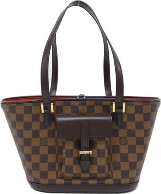 Louis Vuitton Brown Coated Canvas Handbag Tote Bag (Pre-Owned)