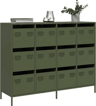 vidaXL Vidaxl - Aparador De Acero Laminado En Fr&iacute;o Verde Oliva 135x39x103,5 Cm