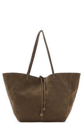 Mango Suede Shopper Bag in Khaki Green at Nordstrom
