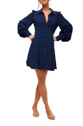 Trina Turk Lanea A line Puff Sleeve Shirt Dress in Ink at Nordstrom, Size 6