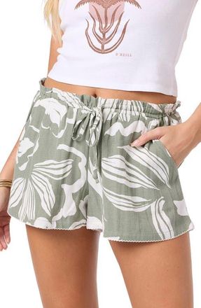 O'Neill Layne Floral Drawstring Shorts in Sea Spray at Nordstrom, Size Xx-Large