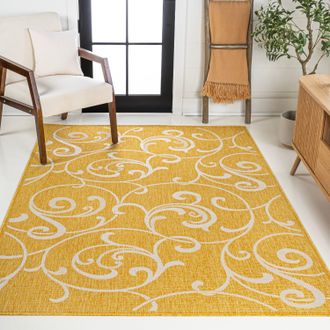 Jonathan Y Designs Maribel Traditional Classic All-Over Scroll Green/Cream Indoor/Outdoor Area Rug