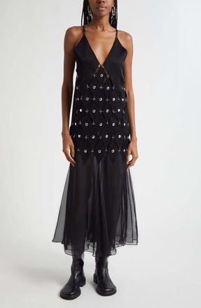 Paco Rabanne Mixed Media Dress in Black at Nordstrom, Size 6 Us