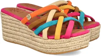 POPA Womens Emu Espadrille Wedge Sandals In Brown Multi