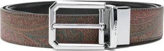 Etro Omkeerbare Paisley Leren Riem - Heren - Riemen - Rood - 100 CM - Leer - Accessoires