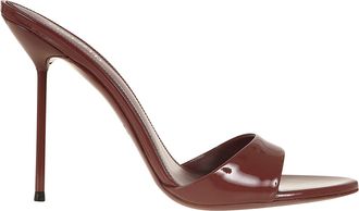 PARIS TEXAS Black Cherry Patent Leather Almond-Toe Stiletto Mules