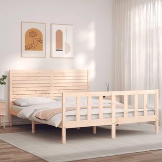 Berkfield Home Bed Frame with Headboard 160x200 cm Solid Wood in Brown