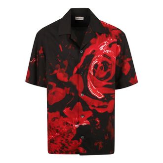 Alexander McQueen Alexander McQueen, Short Sleeve Shirts, male, Black, Size: M Draped Shoulder Short Sleeve Shirt