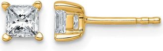 Diamond2Deal 14k Gold 3/4 ct Princess Lab Grown Diamond Stud Earrings VS Clarity, D-E Color