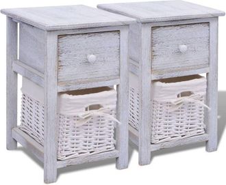 vidaXL Bedside Cabinets 2 pcs Wood White vidaXL