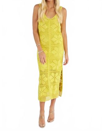 Cleobella Joy Crochet Ankle Dress In Yellow-Lime
