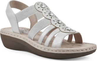 White Mountain Camryn Strappy Wedge Sandal in Silver/Met/Sueded Smooth at Nordstrom Rack, Size 6.5