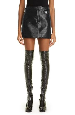 Courrèges Re-Edition Vinyl Miniskirt in Black at Nordstrom, Size 8 Us