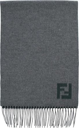 Fendi Wollen en kasjmier sjaal - Heren - Wintersjaals - Grijs - ONE Size - Wol - Accessoires