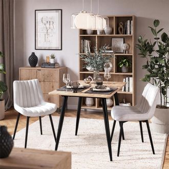 Vicco Silla De Comedor Ravlo, Beige/negro, 51 X 57 Cm Lote De 2, Vicco