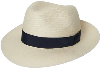 Oliver Brown Panama Hat Semi Down Brim - Navy Band