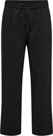 Only & Sons Broek met veter sluiting - Heren - Straight fit broeken - Zwart - XL - Polyester - Broeken
