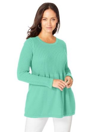 Jessica London Ribbed Baby Doll Tunic Sweater in Pale Seafoam at Nordstrom, Size 4X