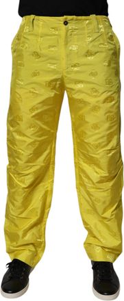 Dolce & Gabbana Yellow DG Monogram Polyester Straight Mens Pants