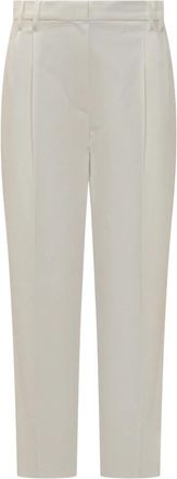 Brunello Cucinelli Tailored Stretch Katoenen Broek - Dames - Straight fit broeken - Wit - XS - Katoen - Broeken