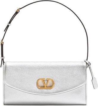 Valentino Garavani Borsa a spalla DeVain piccola con logo - Argento