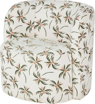 Maisons du monde Sill&oacute;n tejido reciclado en jacquard beige con palmeras verde y naranja