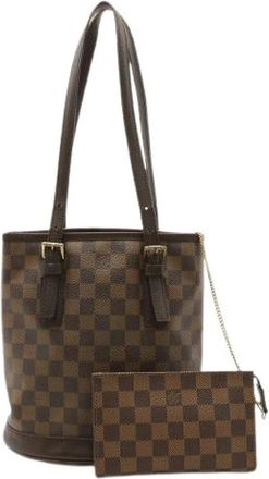 Louis Vuitton Pre-owned Bucket Bags, female, Brown, Size: ONE SIZE Pre-owned Marais Damier Bucket Bag