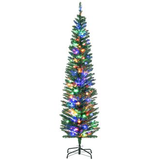 HOMCOM 6 Artificial Prelit Christmas Trees Holiday D&eacute;cor with Colourful LED Lights - HOMCOM | TJ Hughes Green