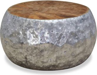 vidaXL Tavolino Da Salotto In Alluminio E Legno Di Teak 60x60x30 Cm - Vidaxl