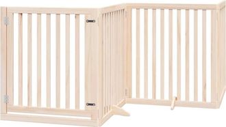 vidaXL Dog Gate with Door Foldable 6 Panels 480 cm Poplar Wood vidaXL