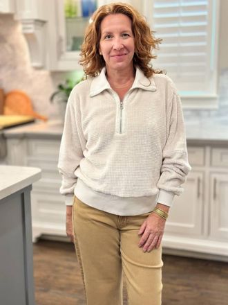 Dylan Skylar Half Zip Sweatshirt In Winter White