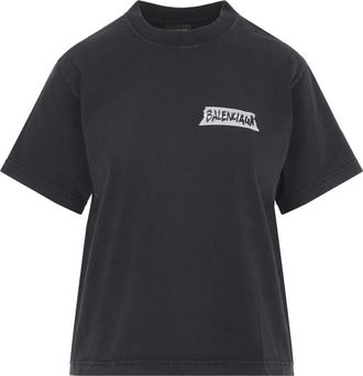 Balenciaga Medium Fit T-Shirt - Dames - T-shirts - Zwart - S - Katoen - Tops