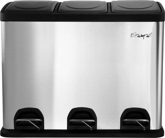 Elama 3 Section 15 Liter/4 Gallon Each Section Trash and Recycling Step Bin