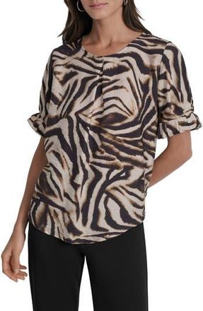 DKNY Abstract Zebra Print Voile Top in Blurred Zebra at Nordstrom Rack, Size Xx-Small