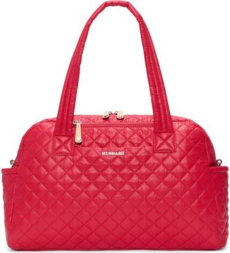 MZ Wallace Jimmy Deluxe II Quilted Nylon Duffle Bag in Apple at Nordstrom