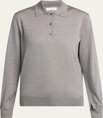 The Row Lilienne Silk Polo Top