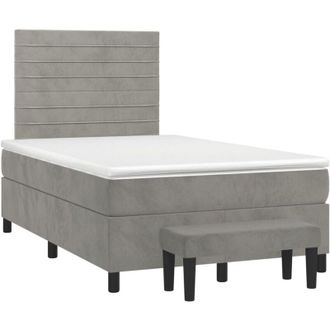 vidaXL Vidaxl - Cama Box Spring Con Colch&oacute;n Terciopelo Gris Claro 120x190 Cm