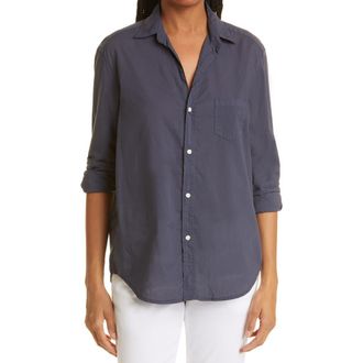 Frank & Eileen Eileen Relaxed Button-Up Shirt in Light Poplin/Navy at Nordstrom Rack, Size Xx-Small
